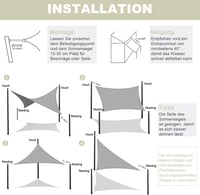AXT SHADE Vízlepergető Háromszög Napvitorla 3x3x4,25m UV Védelemmel 5
