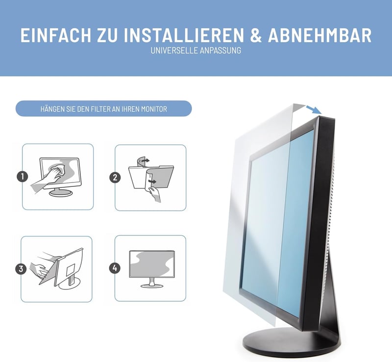 VistaProtect Kékfény Szűrő Monitor Védőszűrő 26-27" Képernyőkhöz - Szemvédelem Fejfájás és Szemfáradtság Ellen - Orvosi Fejlesztésű Monitors