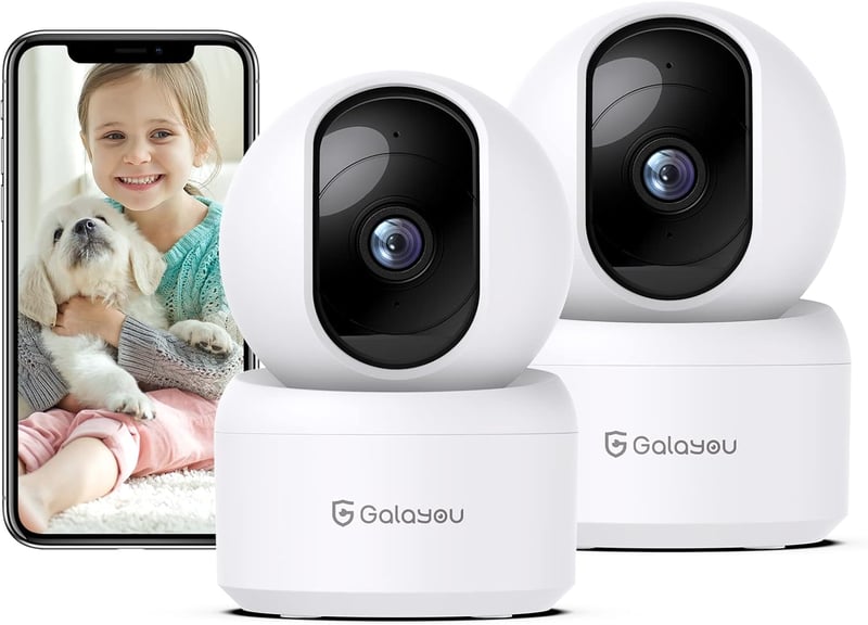 GALAYOU 2K Beltéri Biztonsági Kamera - Bébiőr, Kisállat Figyelő, WiFi Kamera 360° Látószöggel, Kétirányú Hanggal, Alexa és Google Home Kompa