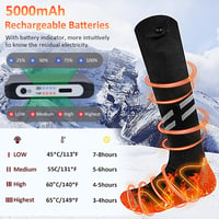 Olycism Újratölthető Fűthető Zokni 5000 mAh Akkumulátorral - 4 Hőfokszinttel, Férfiaknak és Nőknek - Túrázáshoz, Kempingezéshez, Kültéri Spo 10