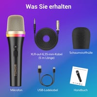 TONOR RGB XLR Karaoke Mikrofon, 5m Kábellel, Fekete Szuperkardioid 6