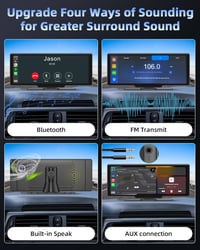 Jansite 10,26" Apple CarPlay Android Autós Kijelző 2.5K Műszerfali Kamerával, Vezeték Nélküli DrivePlay, Tolatókamera, Bluetooth, Tükrözés 9