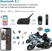 EJEAS V6 Motoros Bluetooth Headset 1200m Hatótávval - 6 Motoros Kommunikáció, DSP Zajszűrés, Vízálló Intercom Rendszer 2