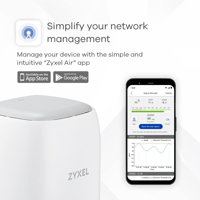 Zyxel LTE5398-M904 4G LTE-A Beltéri WiFi Router - Dual Band AC2050 64 Eszközhöz - VoIP/VoLTE Támogatás - SIM-független - Távoli Vezérlés