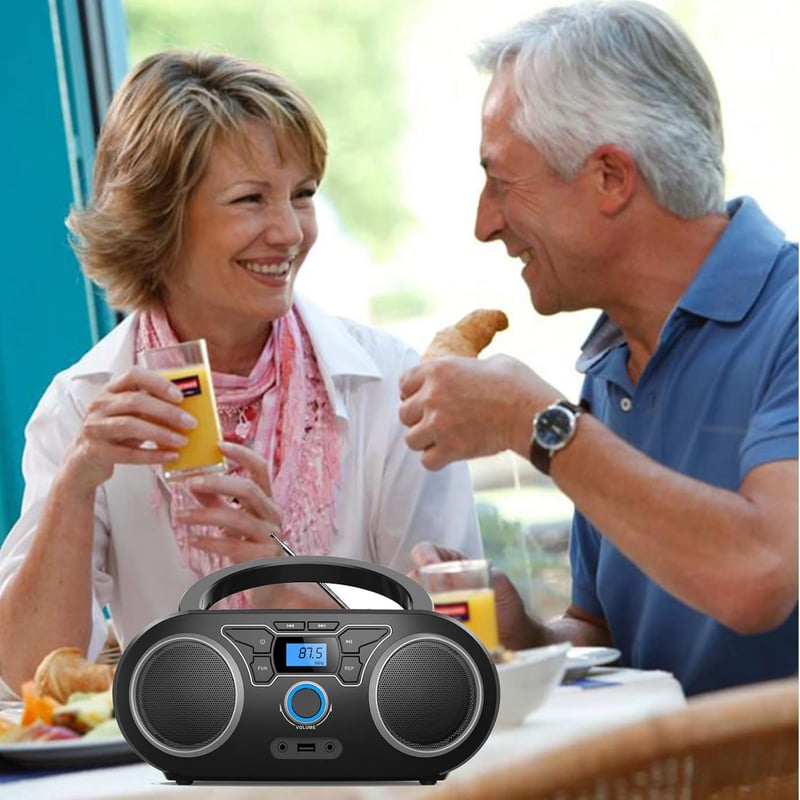 Hordozható Bluetooth CD-rádió USB-vel és AUX bemenettel - Fekete