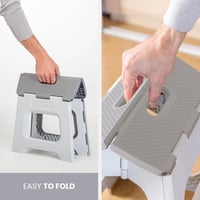VIGAR Összecsukható Műanyag Zsámoly 33x27x27 cm - Szürke Konyhai Fellépő, Párnázott, Könnyű Polipropilén Kisszék 8