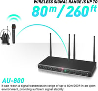 D Debra Audio AU800 Pro UHF 8 Csatornás Vezeték Nélküli Mikrofon Rendszer, 8 Testmikrofonnal, Fém Vevőegységgel - Karaoke, Rendezvény, Egyhá 3