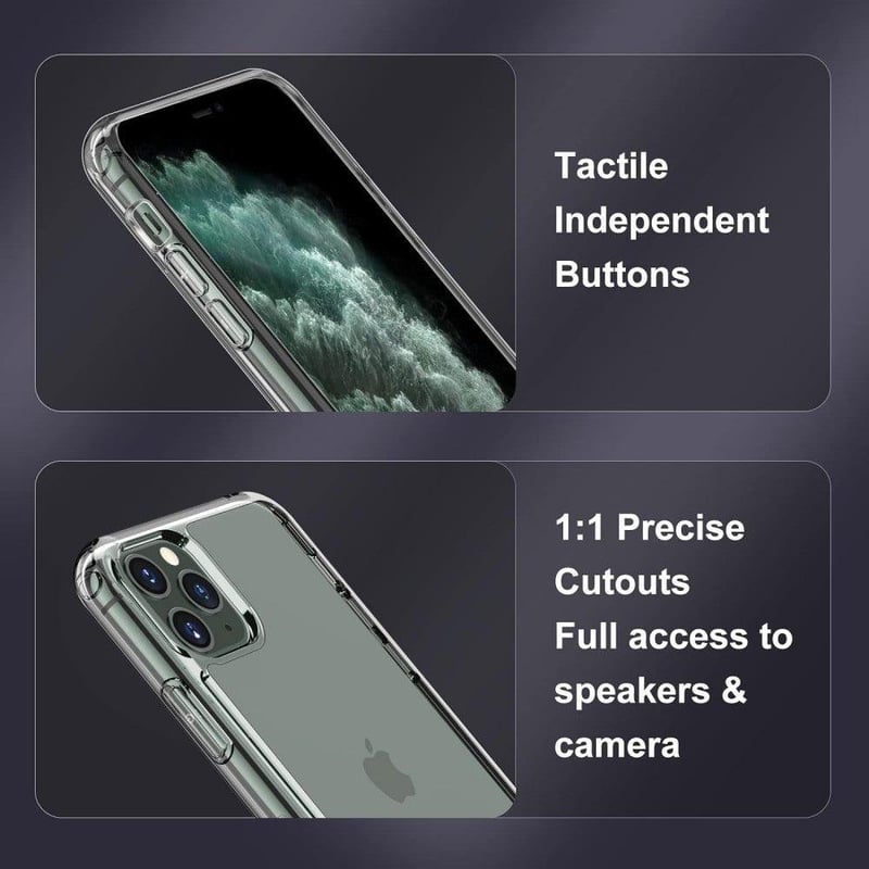Apple iPhone 11 Pro Átlátszó Szilikon Tok Beépített Állvánnyal