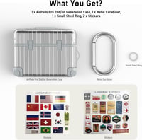 VISOOM Airpods Pro 2/1 Tok - Ezüst Bőrönd Dizájn TPU Védőtok, Vezeték Nélküli Töltés, Karabinerrel és DIY Matricákkal, Ütésálló

AI: I've cr 6