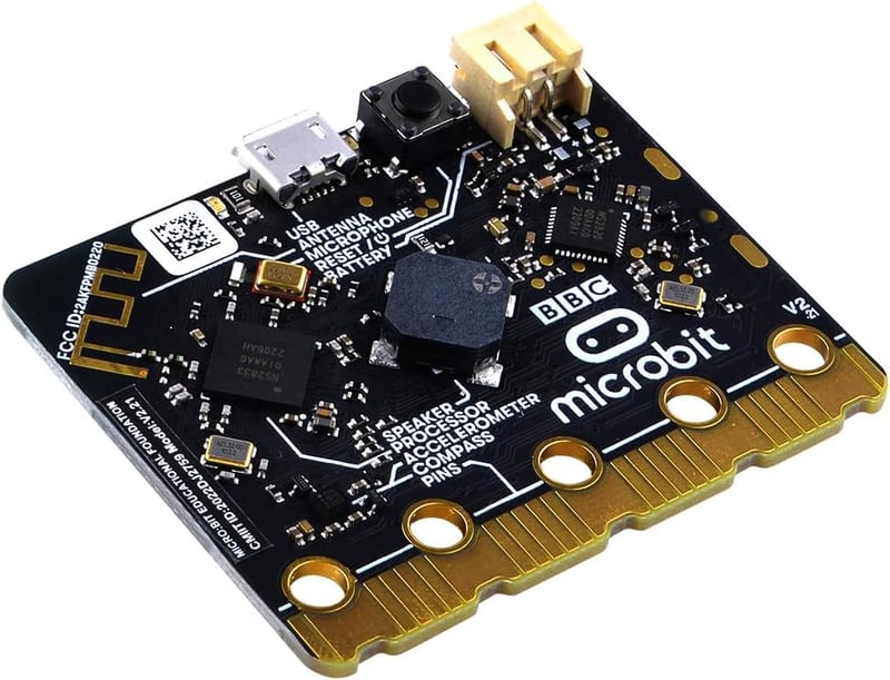GeeekPi BBC Micro:bit V2.2 Programozható Fejlesztői Panel - Kódoláshoz és Oktatáshoz, Beépített Szenzorokkal, USB Kábellel és Elemtartóval