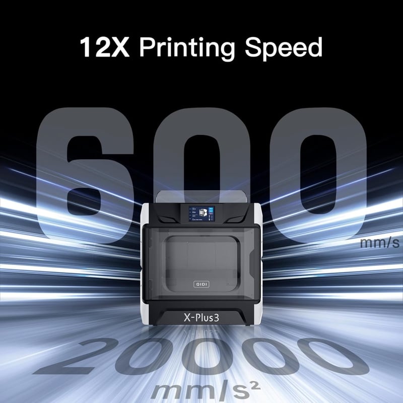 X-PLUS3 Ipari Minőségű 3D Nyomtató, 600mm/s Sebesség, 20000mm/s² Gyorsulás, 65°C Fűtött Kamra, CoreXY&Klipper, 280x280x270mm Nyomtatási Térf