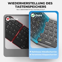 seenda Összehajtható Bluetooth Billentyűzet Érintőpaddal - Újratölthető Vezeték Nélküli Billentyűzet 3 Bluetooth Csatornával, Német QWERTZ,  4