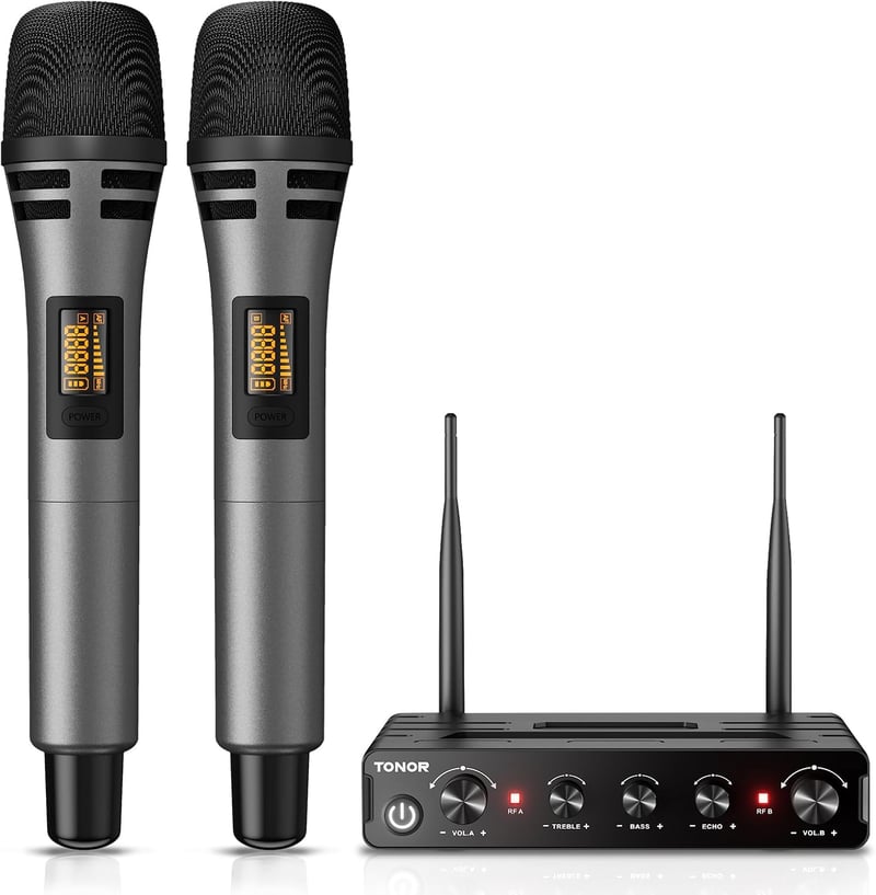 TONOR TW350 Dupla Vezeték Nélküli Karaoke Mikrofon Szett Fekete