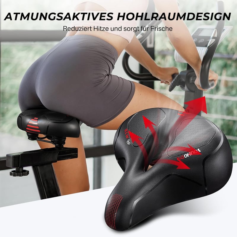 YOUNGDO Univerzális Kerékpár Nyereg - Extra Széles Gél Ülés, Memóriahabos, Ergonomikus, Légáteresztő, Ütéselnyelő, Vízálló Borítással, Piros