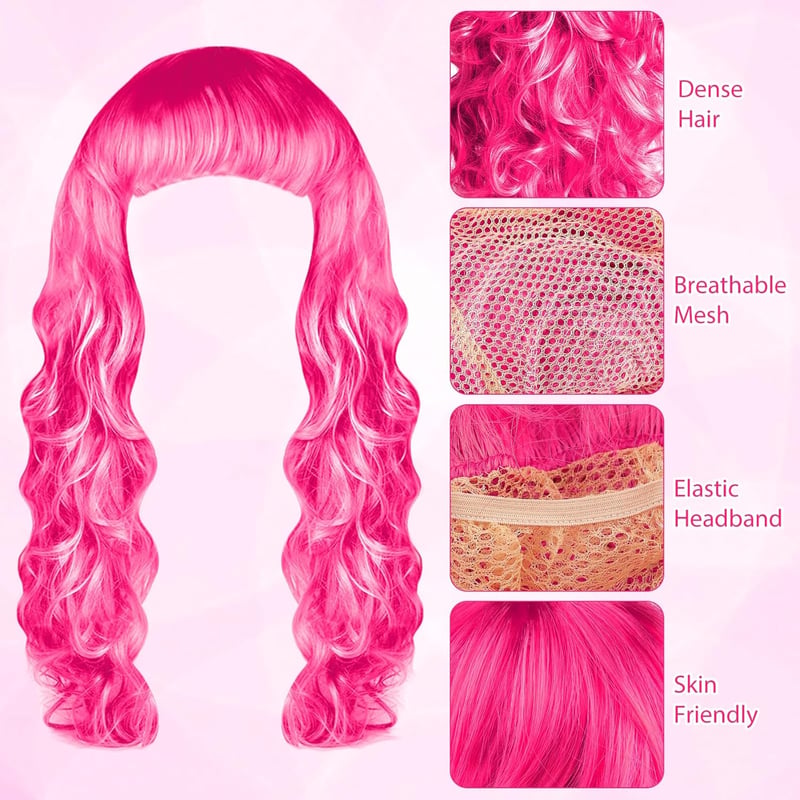 Bouiexye 24 db színes hosszú göndör paróka neon party jelmez cosplay