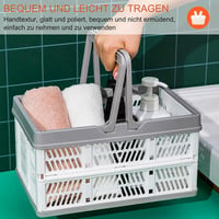 choi Összecsukható Tárolódoboz Szett 2 db - 19L Műanyag Bevásárlókosár Fogantyúval, Egymásba Rakható Szürke-Narancs Tárolódobozok Kerekekkel 3