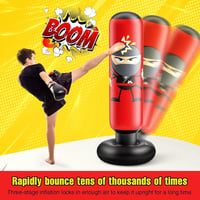 EQARD Ninja Felfújható Boxzsák Gyerekeknek Boxkesztyűvel - 160 cm Álló Edzőzsák Karate, Taekwondo, MMA Gyakorláshoz, Piros PVC 2