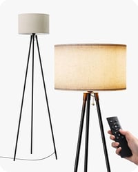 EDISHINE Fém Tripod Állólámpa - Távirányítós LED Dimmelhető Olvasólámpa Nappali és Hálószobába, Len Lámpaernyővel, E27 LED Izzóval, Fekete 9