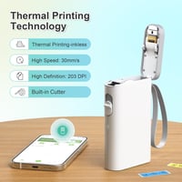 Nelko P21 Bluetooth címkenyomtató - Hordozható, vezeték nélküli, öntapadós etikett készítő iOS/Android-hoz papírt nem tartalmaz 5