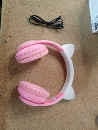 AXFEE Bluetooth detské slúchadlá s dizajnom mačacích uší, RGB LED svetlom, ružovo-biele, skladacie bezdrôtové slúchadlá 2