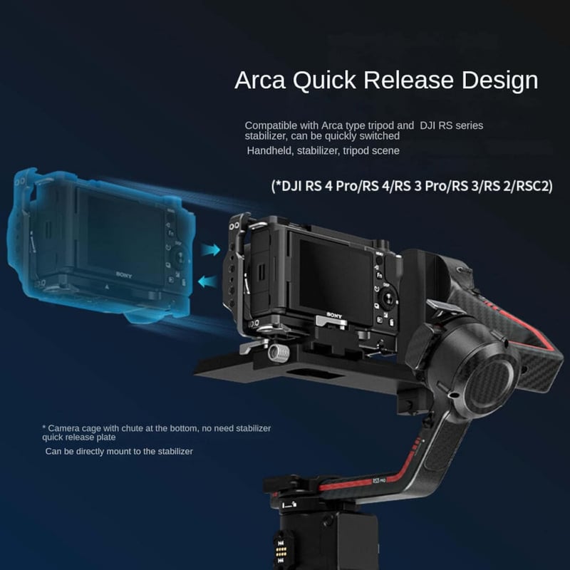 Topcine ZVE10 II Kamera Cage Sony Alpha ZV-E10 II Fényképezőgéphez - Hidegvaku Rögzítővel, NATO Sínnel és Arca Gyorscserés Alaplappal
