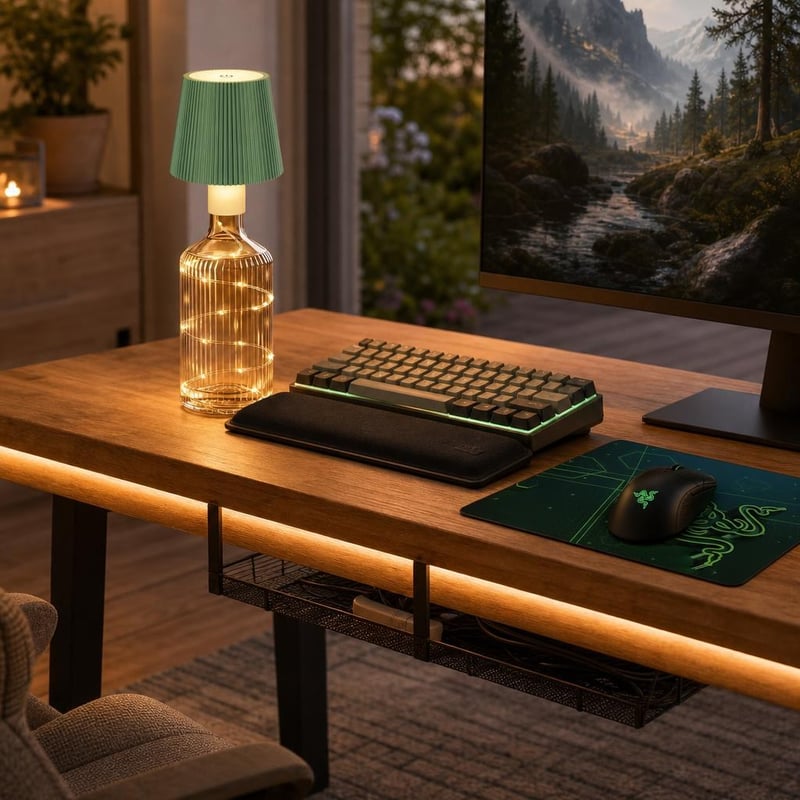 Gamer set: LED lamp + 5m LED strip + mousepad + cable organizer + wrist rest