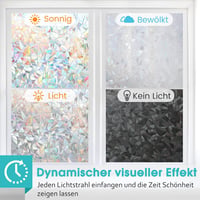 DOWELL Öntapadós Szivárvány Ablakfólia 90x300cm - Fényáteresztő Üvegmatrica Napfénytörő Hatással 5