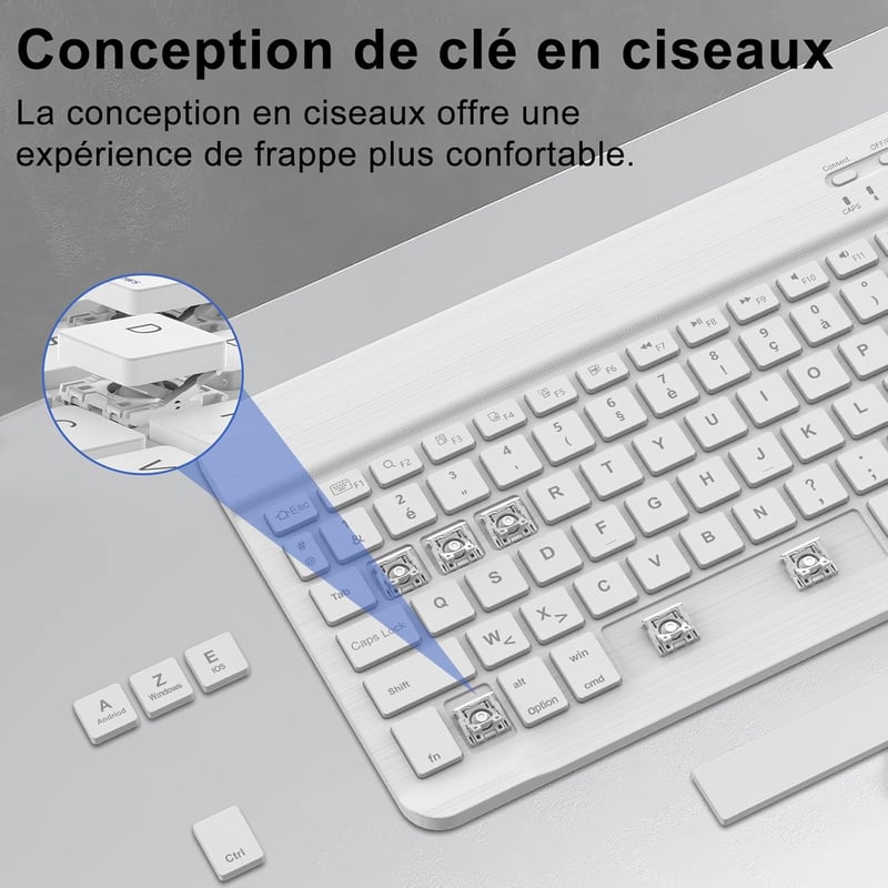 FARYODI Bluetooth Billentyűzetes Tok Xiaomi Pad 6/6 Pro 11" Tablethez - 7 Színű Háttérvilágítás, Francia AZERTY Kiosztás, Lila