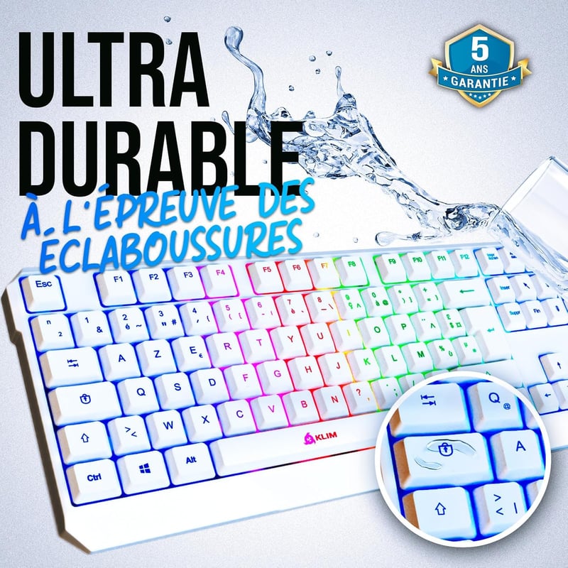KLIM Chroma vezetékes AZERTY billentyűzet RGB háttérvilágítással