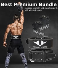 VIKINGSTRENGTH Prémium Súlyemelő Öv Edzőpántokkal - Férfi és Női Erőemelő Öv Guggoláshoz, Felhúzáshoz, CrossFit Edzéshez, M-4XL + V-Strength 3