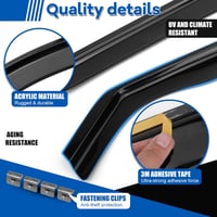 ZWPARTS Szélterelő Készlet VW T5 T6 Modellekhez - 2db Fekete Öntapadós Ablak Légterelő, Eső és Szélvédő, Klipsszel Rögzíthető Oldalsó Ablako 2