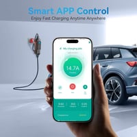 Youwoauto 11KW 3-fázisú Hordozható Wallbox Töltőállomás - Type 2 Töltőkábel CEE Csatlakozóval, Állítható Töltőteljesítmény, Applikációs Vezé 2