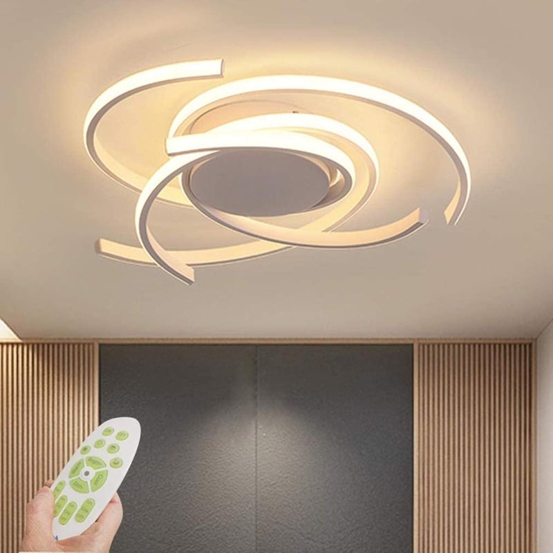 minifair Modern LED Mennyezeti Lámpa Távirányítóval - Spirál Virág Dizájn, Fehér, Fényerőszabályozható, Konyhasziget és Étkezőasztal Világít