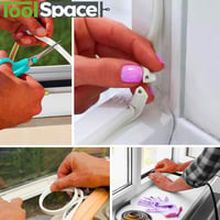 ToolSpace Öntapadós Ajtó- és Ablakszigetelő Szalag, 6m, E-Profil, Fehér, Gumi Tömítés, Por- és Rovarvédelem, Energiatakarékos, Bel- és Külté 6