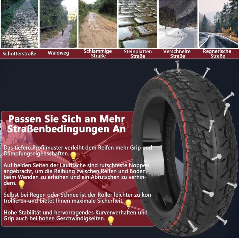 NIU KQi3/Pro/Max robogóhoz 9,5" önjavító offroad gumiabroncs
