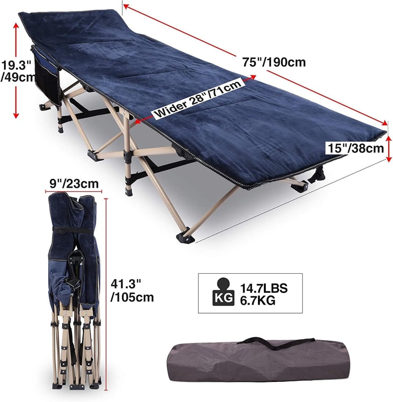 REDCAMP XXL összecsukható kemping ágy 190x71 cm matraccal felnőtteknek