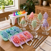 Set desert Frozen Smile: 8 forme înghețată + 6 boluri sticlă + set tacâmuri titan 1