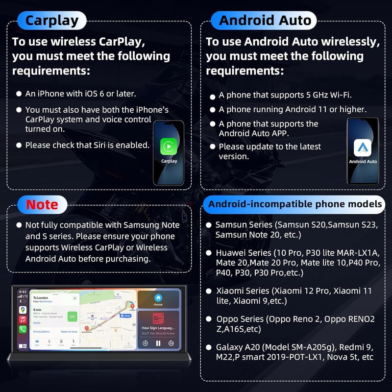 Vtopek 10,26" 4K Apple CarPlay Kijelző 350° Forgatható Kamerával - Vezeték Nélküli Android Autós Monitor, Bluetooth, Siri, Navigáció, 64GB T