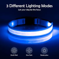 iTayga USB-s LED kutyanyakörv, kék, nagy méret, vízálló, 3 világítási mód 2