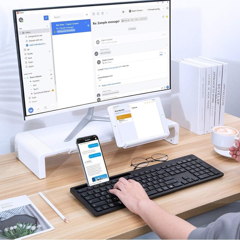 Seenda Bluetooth német billentyűzet mobiltatóval, dupla vezeték nélküli kapcsolattal