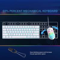 Dierya DK61se Kompakt Mechanikus Gamer Billentyűzet, 61 Gombos, Lineáris Red Switch, Anti-Ghosting, Ergonomikus, USB-C, Fehér 2