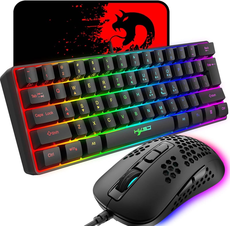 KUIYN 61 gombos RGB gaming billentyűzet + optikai gamer egér + egérpad szett