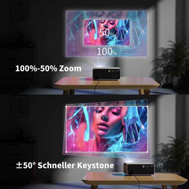 WEWATCH V51 PRO 4K Okos Projektor 19000 Lumen 5G WiFi Bluetooth Android Rendszerrel, Fehér Zaj Funkcióval, iOS/HDMI/USB Kompatibilis, 500 AN