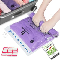 PACKDUDE Utazási Vákuumzsák Szett 15 db - 3 Méretben, Szelep Nélküli Ruhakompressziós Táskák Görgethető Kivitelben, Átlátszó 1