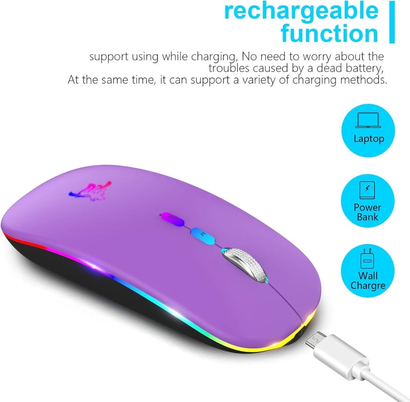 Vezeték Nélküli RGB Gamer Egér Bluetooth-szal és USB-C Adapterrel