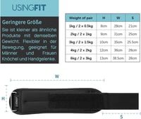 USINGFIT Set Greutăți pentru Glezne și Încheieturi 2x2kg - Greutăți Ajustabile din Neopren pentru Fitness, Alergare, Gimnastică Acasă - Negru 3