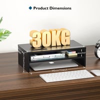 BONTEC Fa Monitorállvány 2 Szintes Kábelrendezővel, Fekete - PC, iMac Kompatibilis 5