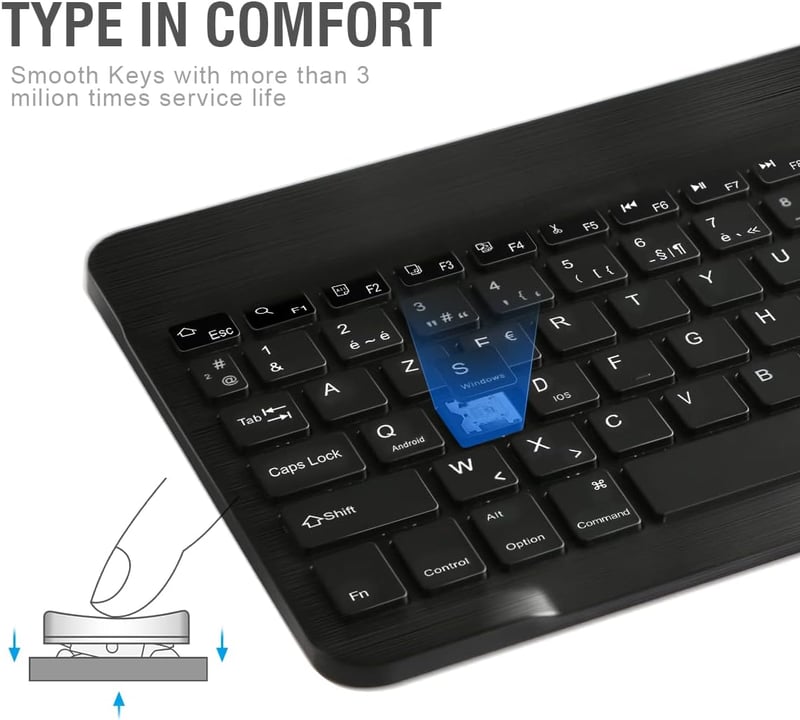 Háttérvilágítású AZERTY Bluetooth billentyűzet iPad, Mac, Windows, Android eszközökhöz