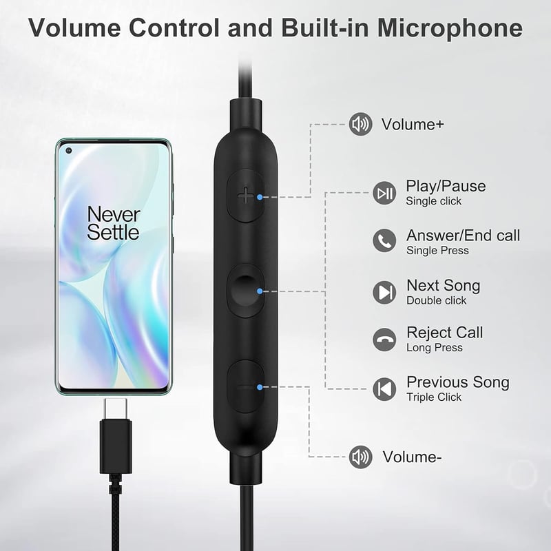 Univerzális USB-C fülhallgató iPhone, Samsung, Xiaomi és más okostelefonokhoz