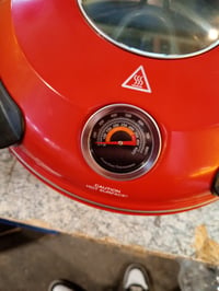 Klaif LMR električna pećnica za pizzu, stolna, s keramičkim kamenom od 31 cm, dva regulatora temperature i 4 alata za pizzu, crvena 5